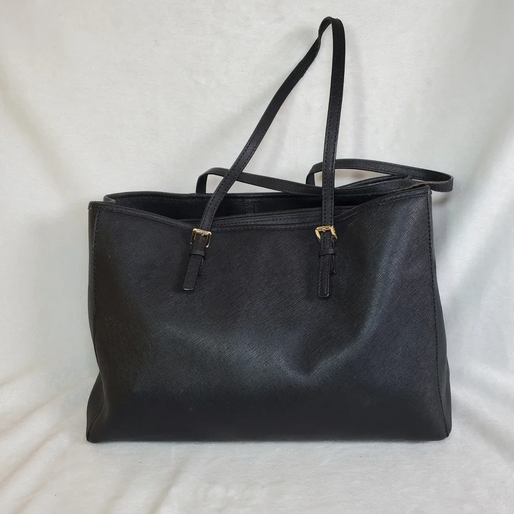 Michael Kors Jet Set‎ Black Saffiano Leather Tote Shoulder Bag Classic Career